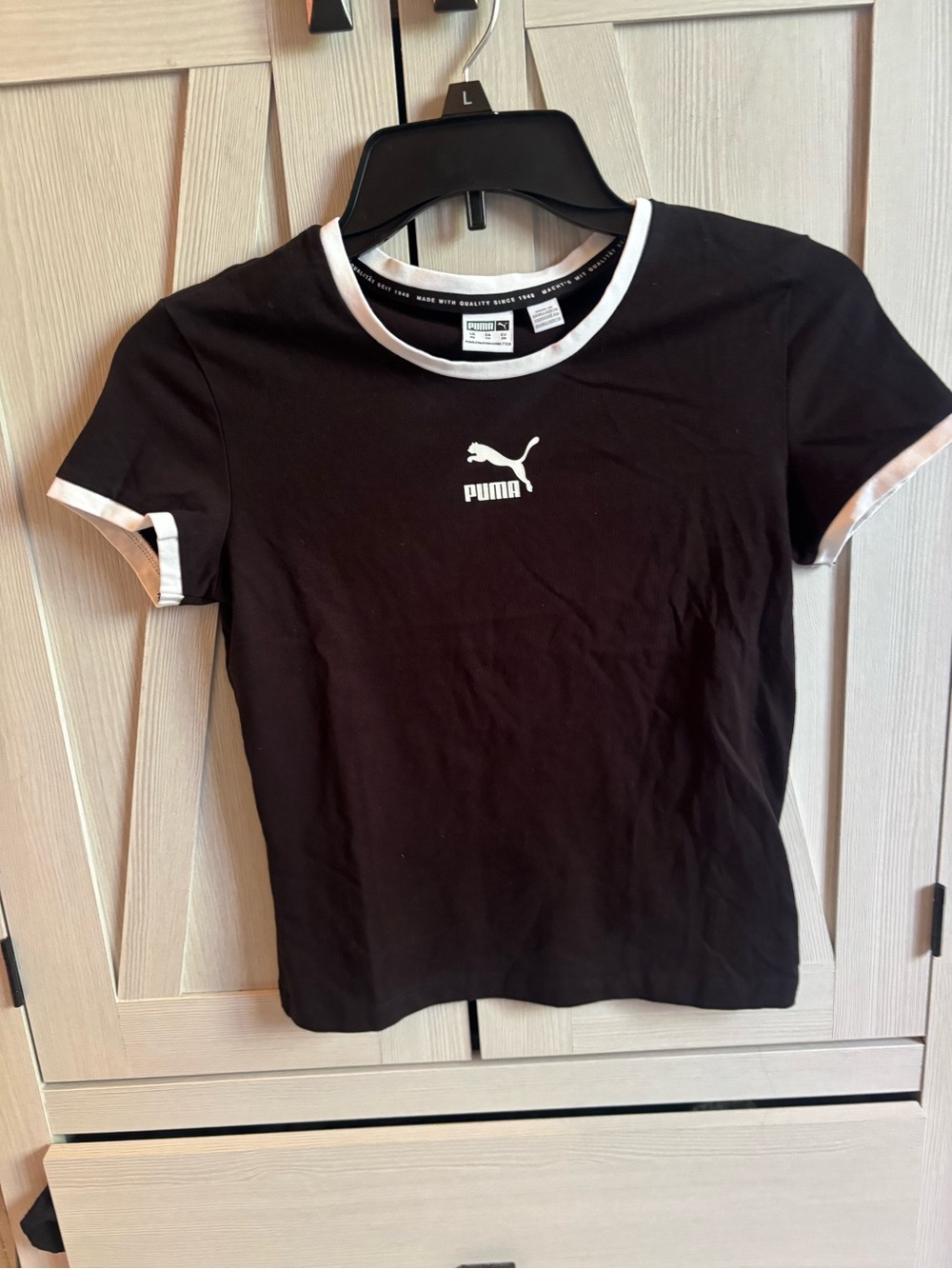 Puma Black Tee with White Trim and Logo